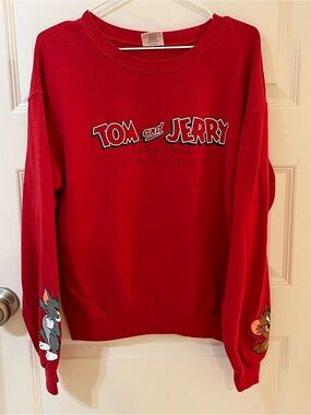 Cartoon Network Tom and Jerry Red Crewneck Sweatshirt